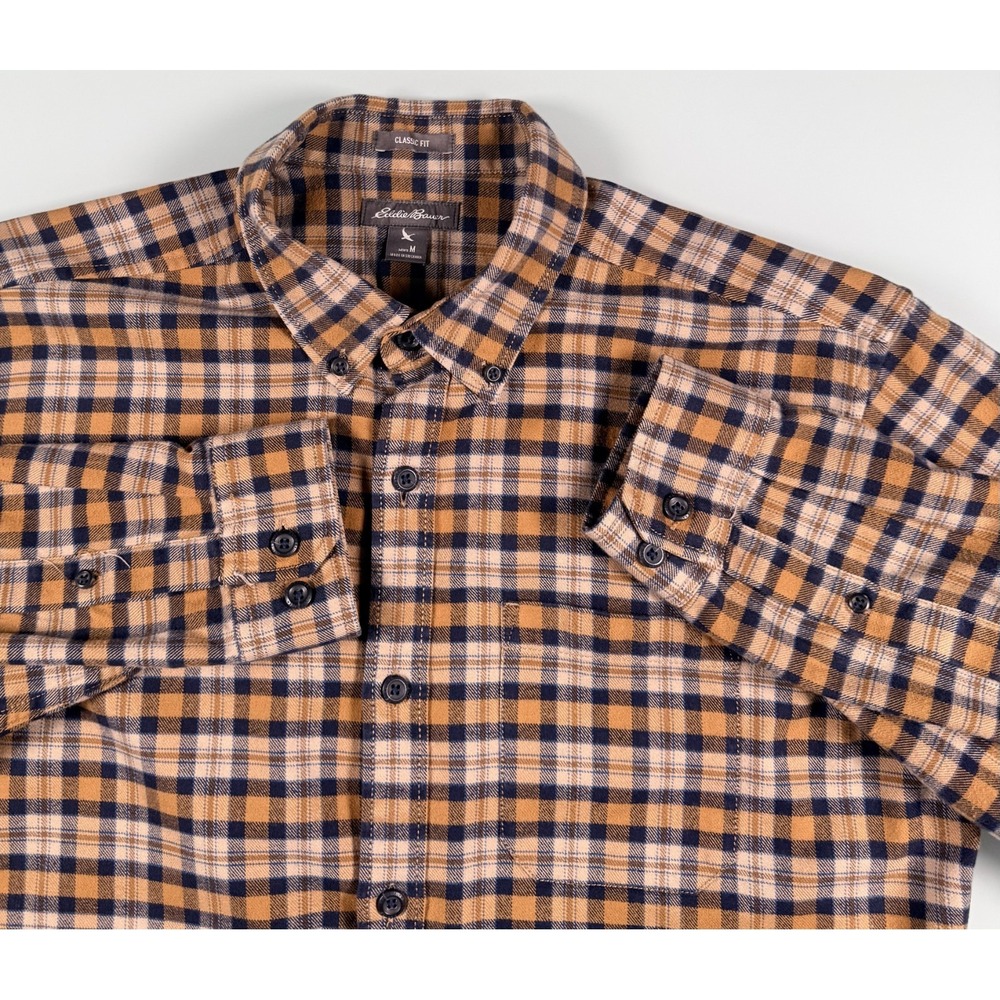 Eddie‎ Bauer Flannel Shirt Men's M Plaid long Sleeve Button Down DadCore